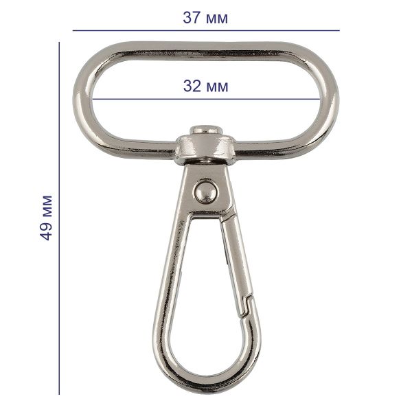 Карабин металл 32.0 мм (49х37 мм), 10 шт, 24 под бронзу, Gamma GH 111/32/10