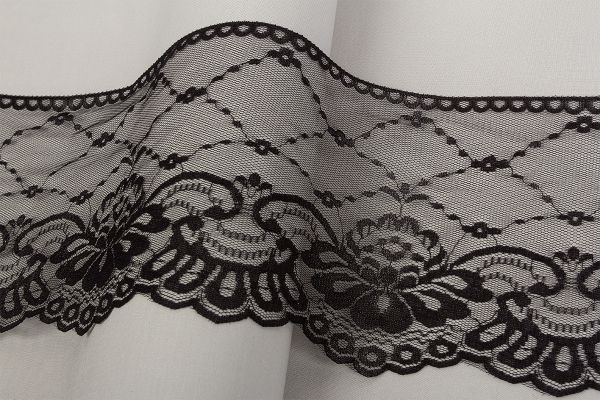 Кружево на сетке широкое 165 мм / 25 м, 325 черный, Blitz LCE-26