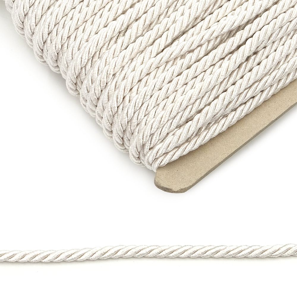 Шнур витой ⌀5.0 мм / 50 метров, вискоза, 90/23 белый