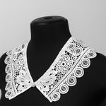 Накладной кружевной воротник 30х35 см, матовая нить Kruzhevo TBY.13/194, цв.белый уп.1шт