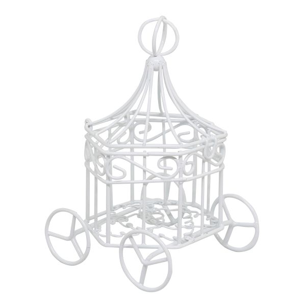 Миниатюра кукольная: Металлическая мини карета, белая 7,5х7х12см, Астра