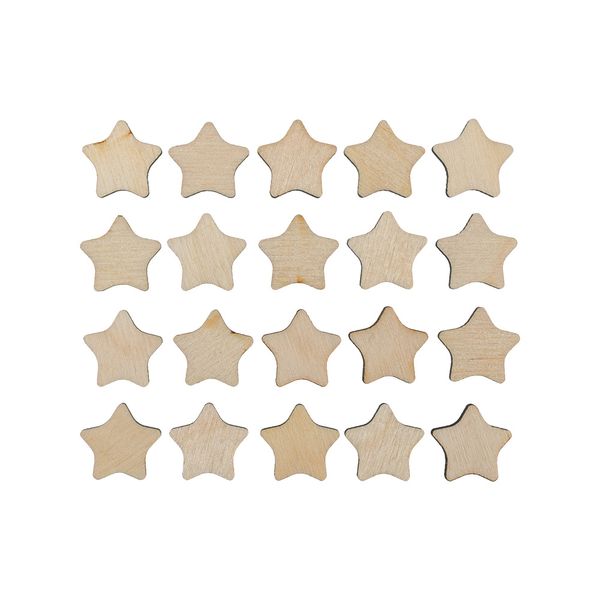 Заготовка из фанеры Мини-набор, 0.3 см, 20 шт, Звёздочки (1.5х1.6 см) 20 штук, Mr.Carving БА-37