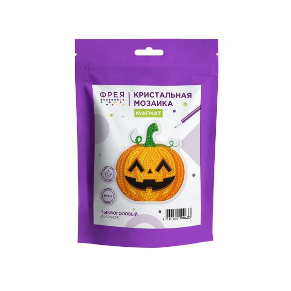 Кристальная (алмазная) мозаика Фрея ALVM-123, магнит, Тыквоголовый, 9х9.5 см