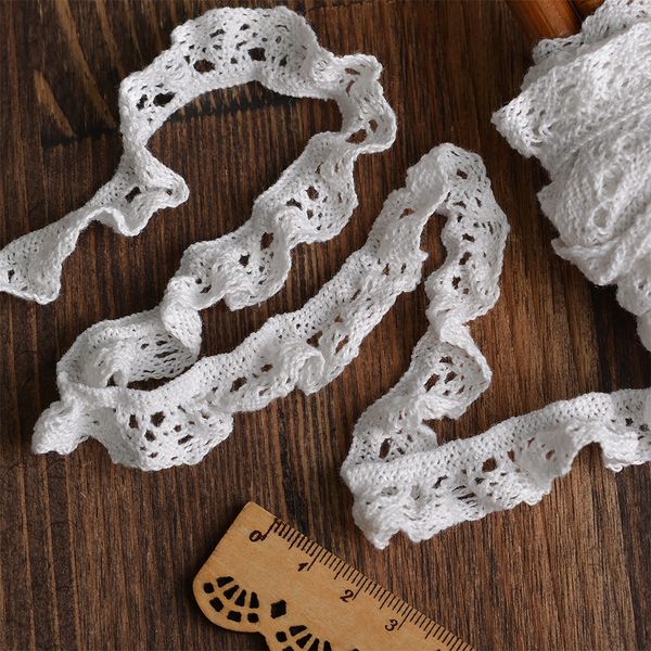 Кружево вязаное (тесьма) 17 мм / 10 метров, на резинке, диз. 303, цв.02 белый, Kruzhevo