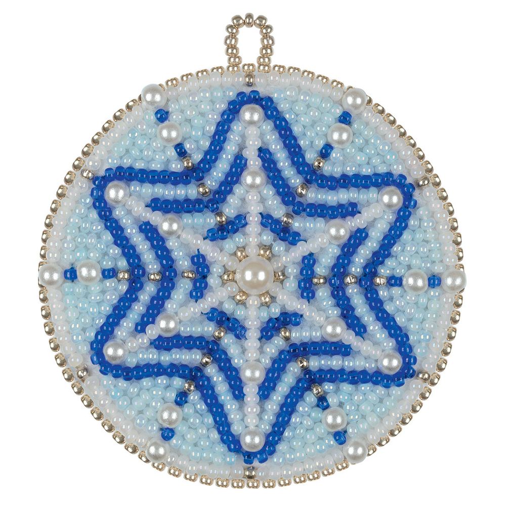 Набор для вышивания бисером Klart, Новогодняя игрушка. Снежинка, 7х6.5 см