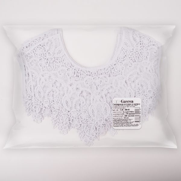 Пришивная кружевная вставка 270 мм, гипюр, 10 шт, Турция, белый, Gamma GIC-40-01