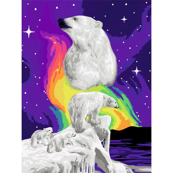 Набор для рисования по номерам Семья белых медведей 30х40см, RL126
