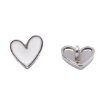 Пуговицы на ножке фигурная Сердце 20L (13мм), металл (White/S (белый/серебро)), MEs-2012, 36 шт