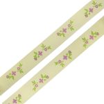 Лента репсовая (в рубчик) Веточки, 15 мм, 3м, бежевый