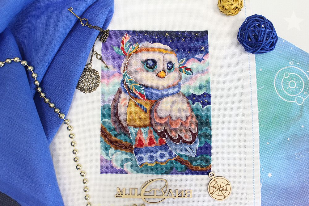 Набор для вышивания нитками МП Студия, Добродушная сова, 20х14 см