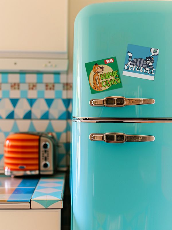 Картина по номерам Фрея, Союзмультфильм. Котобосс и Шарик, на магните, 9х9 см