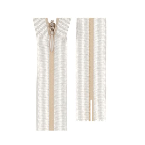 Молния потайная (скрытая) Т3 (3 мм) 1 зам., н/раз., 20 см, сетч. тесьма, пластик, 103 кремовый, G010S Gamma, 10 шт