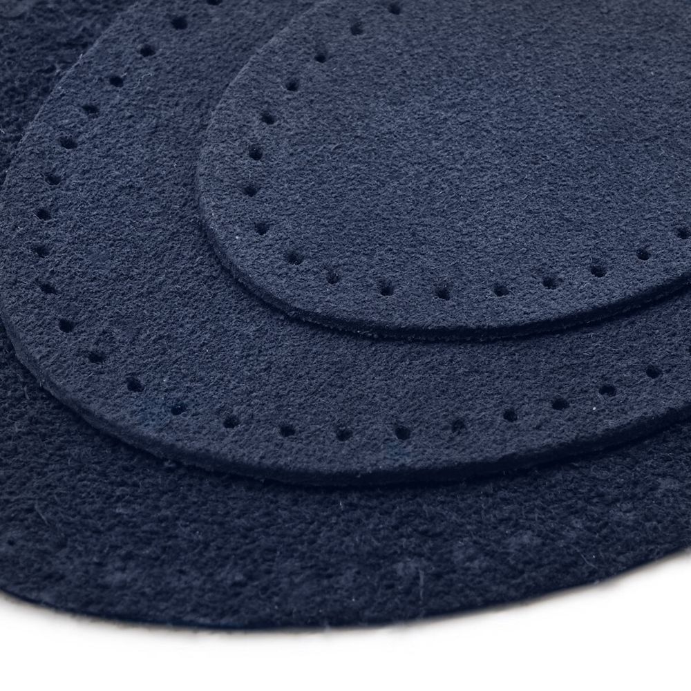 Набор заплаток пришивных из замши, овал 4х5,5см, 6х8,2см, 8х10,9см, с перфорацией, 3 шт (22 темно-синий), 59404