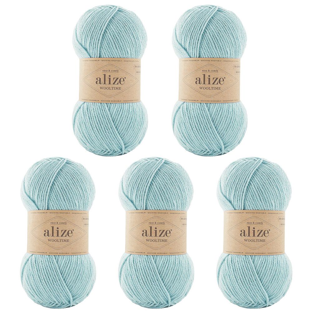 Пряжа Alize (Ализе) Wooltime / уп.5 мот. по 100 г, 200 м, 522 мята
