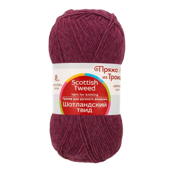 Пряжа Троицкая Шотландский твид / уп.10 мот. по 100 г, 360 м, 1454 Цикламеновый меланж