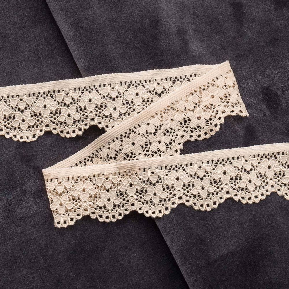 Кружево эластичное (стрейч) 25 мм / 50 метров, бежевый, К009.025