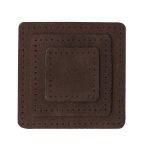 Набор заплаток пришивных из замши, квадрат 4см, 6см и 8см, с перфорацией, 3 шт, 100% кожа (21 темно-коричневый), 59402