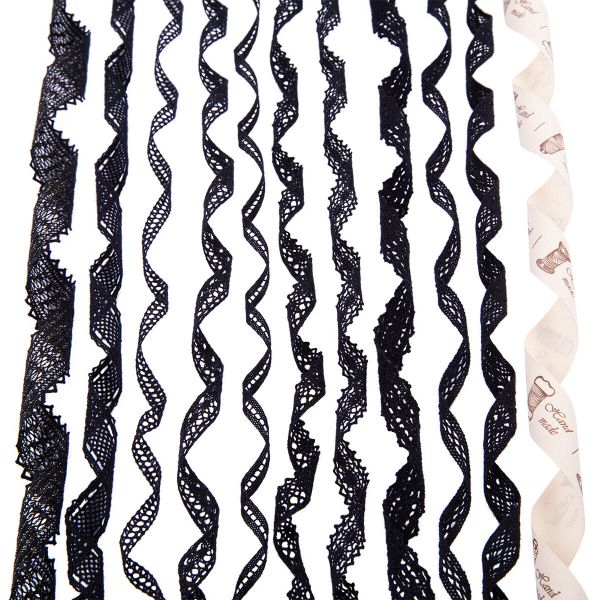 Набор кружевных лент 11 шт по 1 м, 07 черный, Gamma HC-VS