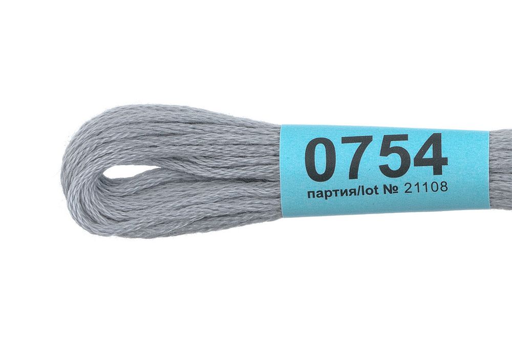 Мулине Gamma 100% хлопок, цв.0754 серо-голубой, 24 мотка по 8 метров