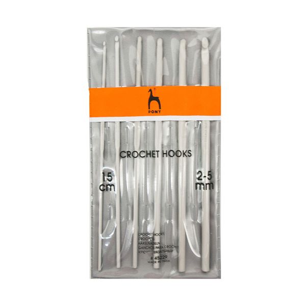 Набор крючков для вязания ⌀2,00-5,0 мм, 15 см, 6 шт, алюминий, IN GO POUCH, Pony