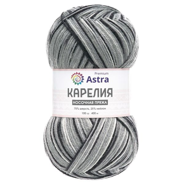 Пряжа Astra Premium (Астра Премиум) Карелия носочная (Karelia sock) / уп.2 мот. по 100 г, 400 м, 1014