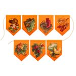 Набор для вышивания нитками МП Студия, на фетре Осенняя гирлянда оранжевая (7 флажков) 13х11см