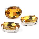 Хрустальные стразы в цапах овальной формы, желтый 13х18 мм, 3 шт., ОЦ004НН1318