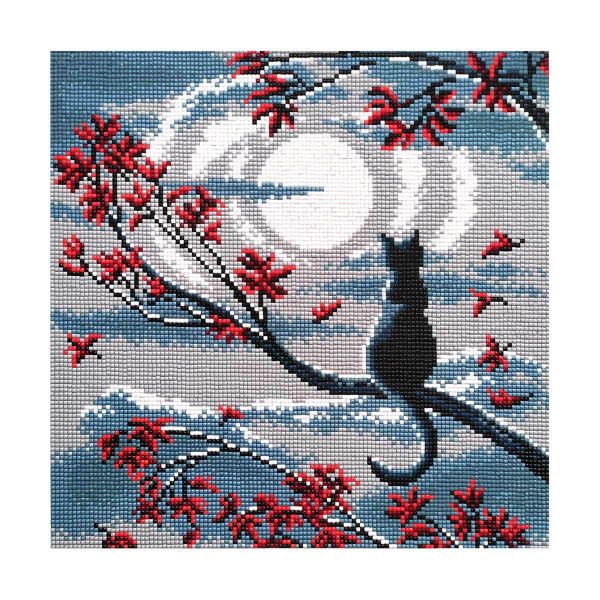 Алмазная (кристальная) мозаика Овен, Лунный кот 30х30см