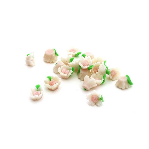 Бусины глиняные ⌀10 мм, in ⌀1 мм, 20 шт цв. молочный/зеленый, Magic4Hobby