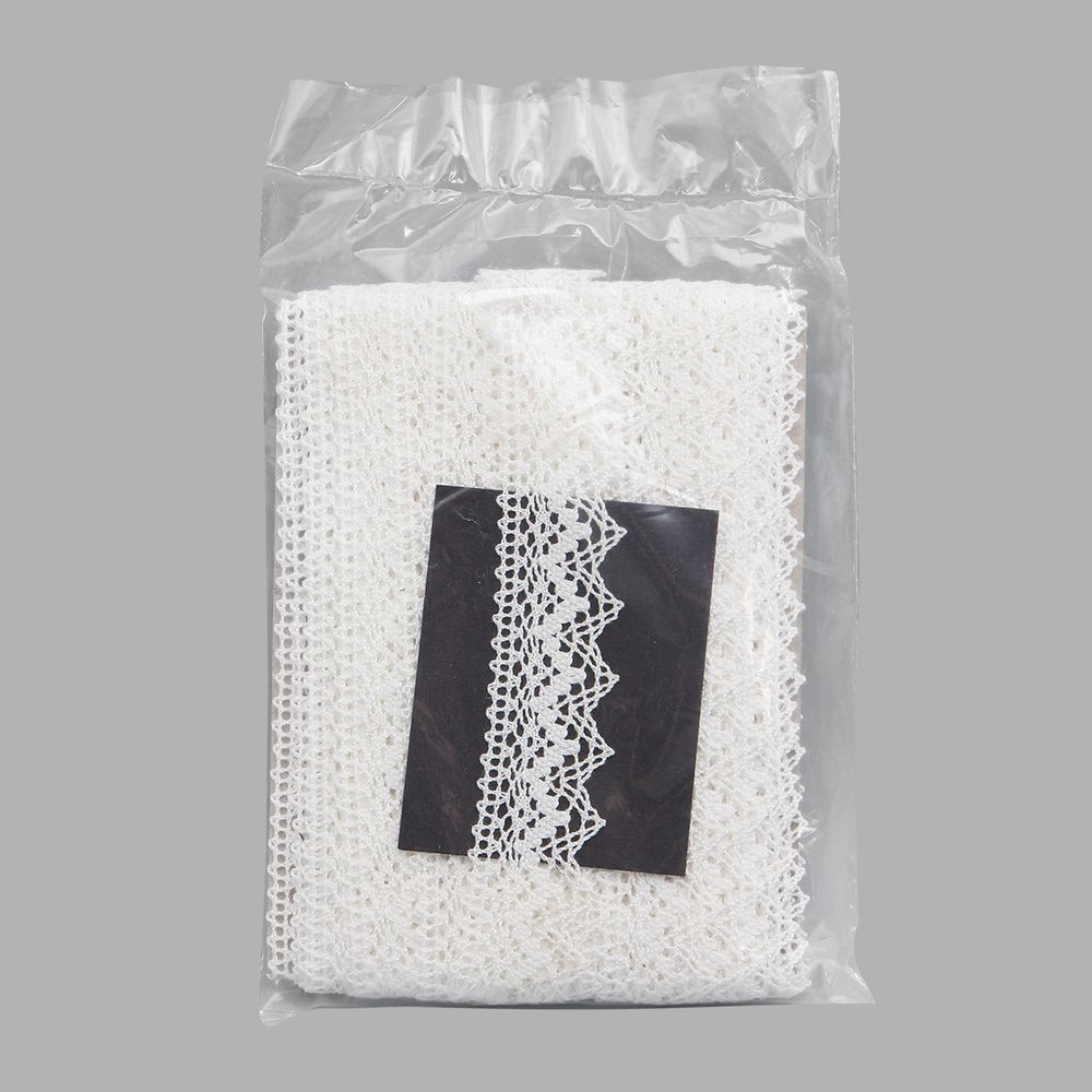 Кружево вязаное (тесьма) 25 мм / 10 м, цв.01 белый