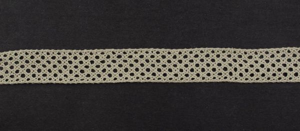 Кружево вязаное (тесьма) 22 мм, цв.серый лен, Alfa, 25 метров, AF-176-122