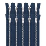 Молния металл джинсовая Т5 (5 мм) 1 зам., н/раз., 18 см, синий, 39141/18-Н, 10 шт