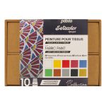 Набор красок Pebeo Setacolor Opaque Коллекция для темных и светлых тканей с аксессуарами 10 цв. 45 мл 758481 1