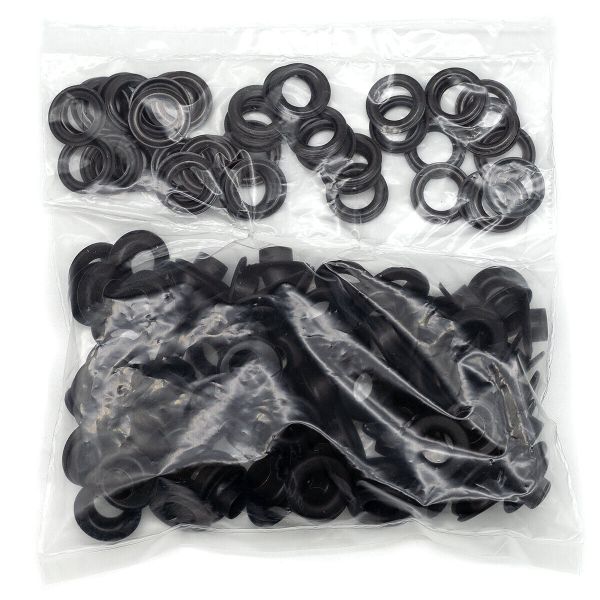 Люверсы металл ⌀_9.2 мм (внутр.), №24, h6.32 мм (внутр.), цв. черная резина, New Star, ≈100 шт