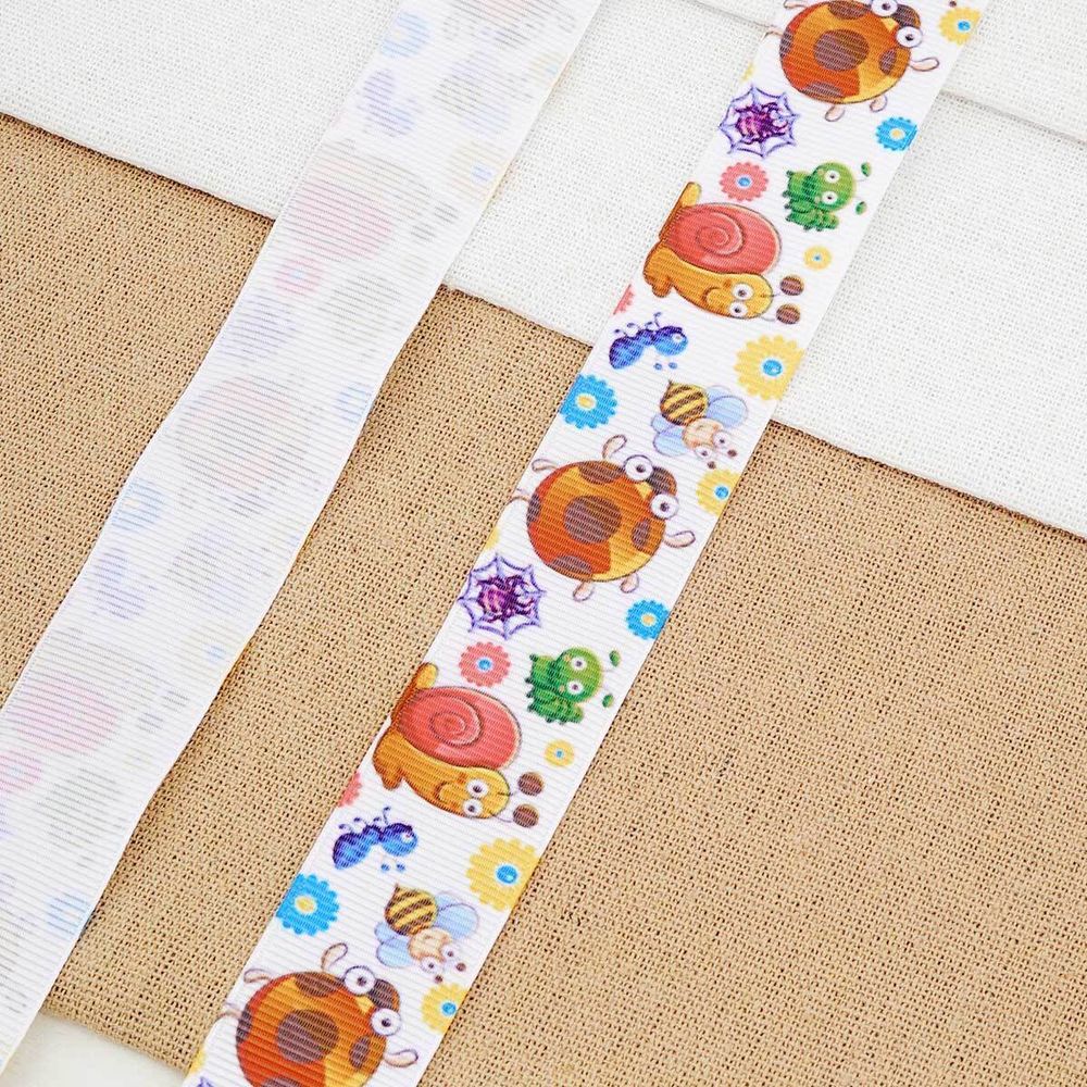 Лента репсовая (в рубчик) с принтом 25.0 мм / 22.86±1 метров, улитка, 7285