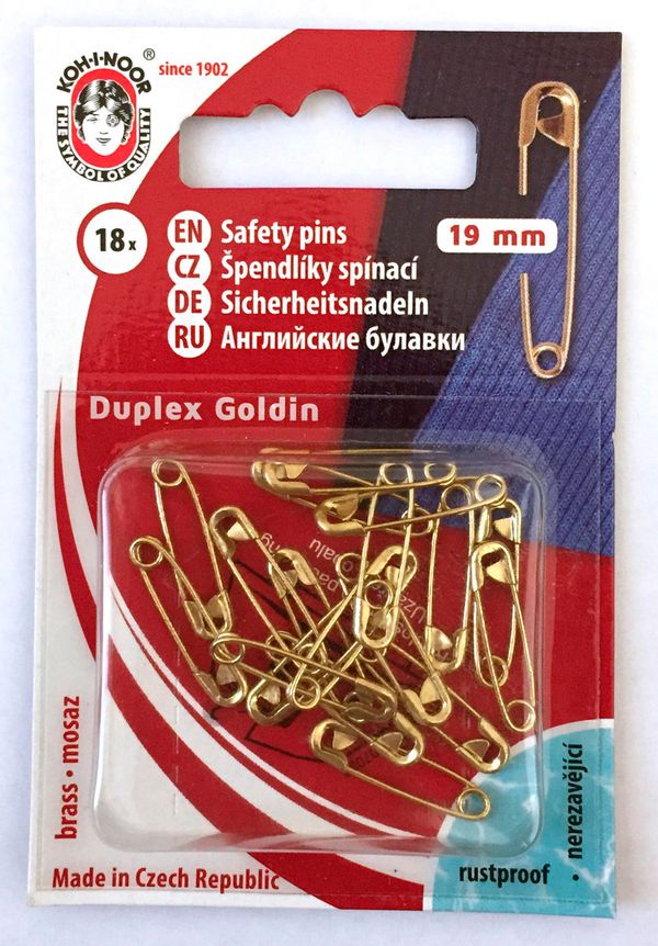 Булавки английские 19 мм, 18 шт, золото, KOH-I-NOOR 58 (5131 №3/0)