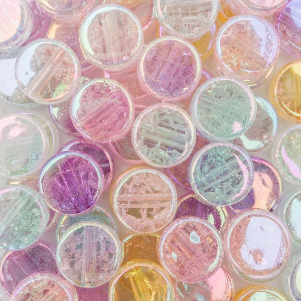 Бусины акрил ⌀14 мм, 50±5г, Кракле, микс цвета, шайба, 1AL056-1 , Astra&Craft