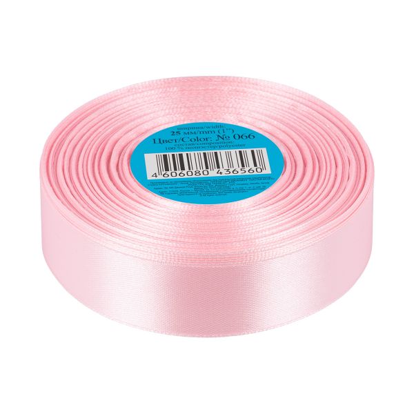Лента атласная 1-сторонняя 25.0 мм / 33±2 метра, 066 розовый, Gamma