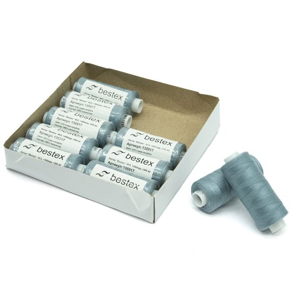 Нитки швейные бытовые Bestex 40/2, 365 м (400 ярд) / 10 кат., 315 пасмурно-небесный