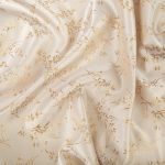 Ткань подкладочная (таффета) с рисунком 96 г/м², 100х145 см, 067 кремово-золотой (цветы), Gamma JTR