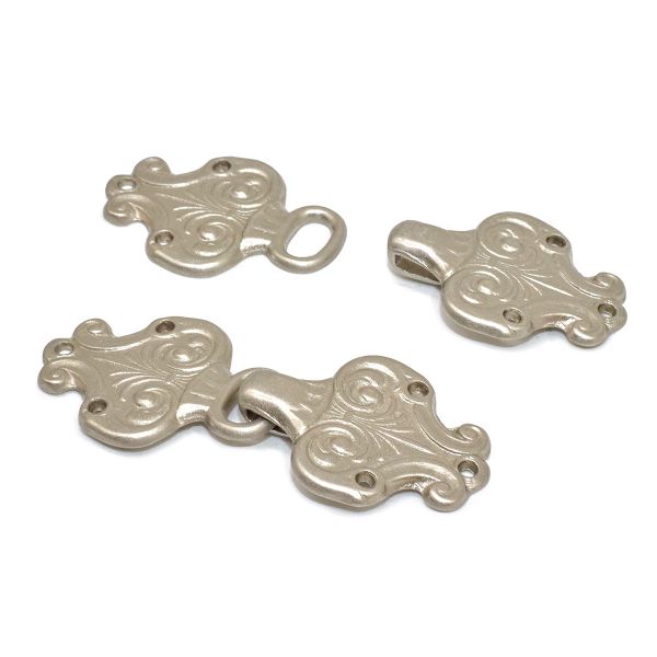 Крючки пришивные декоративные 50х19 мм, металл, серебро, 10 шт, BIG