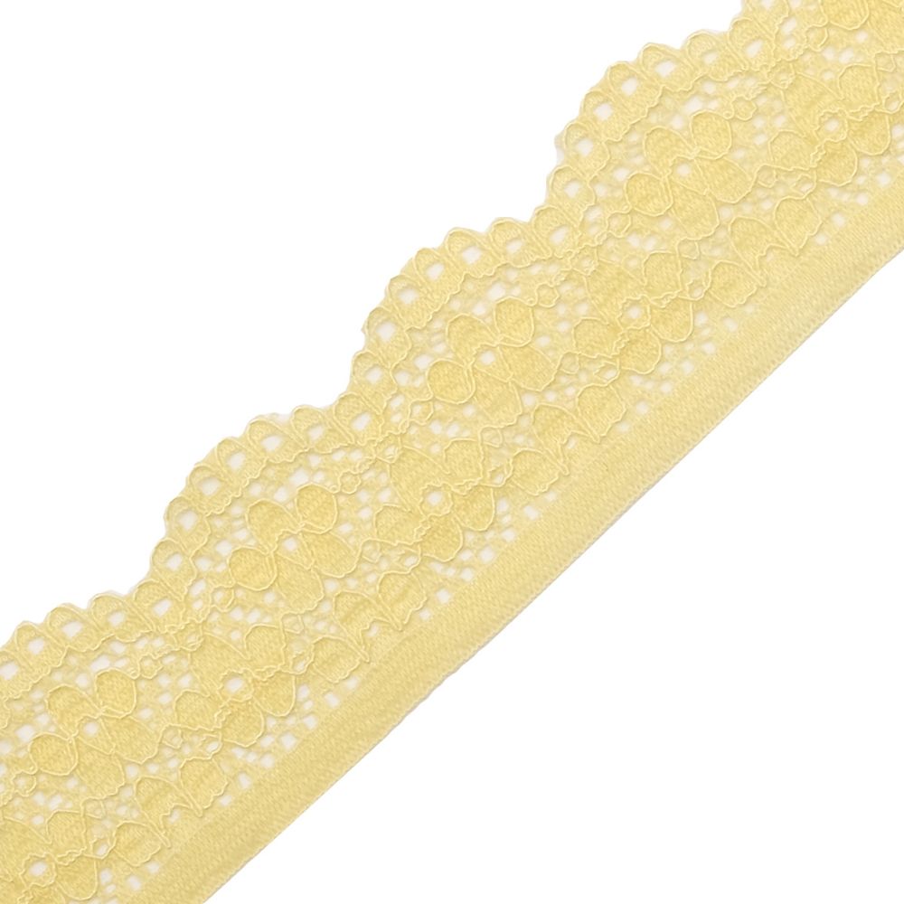 Кружево эластичное (стрейч) 25 мм / 50 метров, желтый, К009.025
