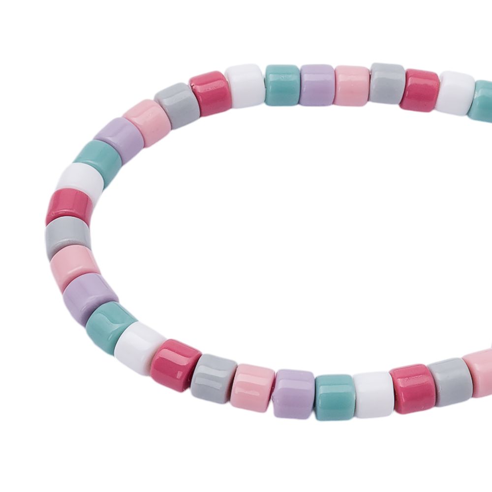 Бусины пластик 5х6 мм, 50 г, микс цвета, цилиндр, пастельный Astra&Craft, 2141