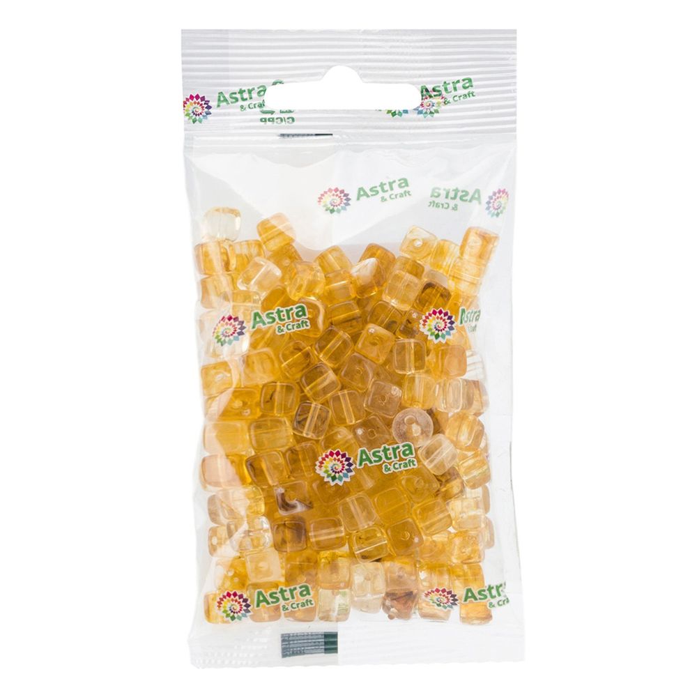 Бусины акрил ⌀6.5х6.6 мм, 50 г, прозрач. в цвете, куб,  Astra&Craft (AD019 раухтопаз), 4658