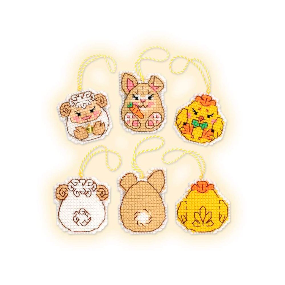 Набор для вышивания нитками Риолис, Пасхальный кролик и его друзья 10х8см