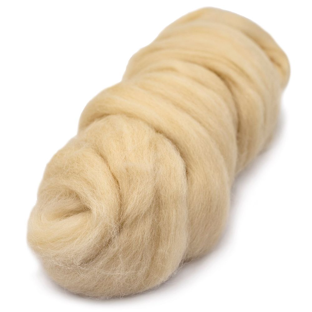 Шерсть для валяния Камтекс Лента для валяния п/тонкая 1х50 г, (25-28 мкр), 2.1 м, 001 суровый, 614644-20