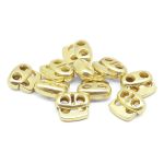 Фиксатор (зажим) для шнура металл плоский, 2 отв., 13х13 мм, (in ⌀3 мм), мет. цв.золото, 10 шт