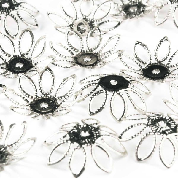 Шапочка для бусин, 19х5 мм, 30 шт/уп, серебро