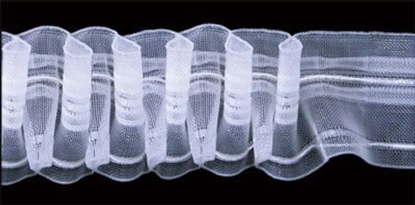 Лента (тесьма) шторная: сборка шахматная (1:3.3) 50 мм / 50 метров, прозрачный, Blitz T501S