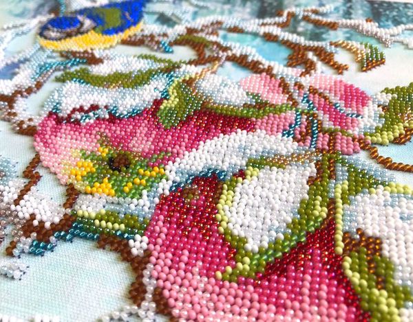 Набор для вышивания бисером Паутинка, Яблочки для синички 28х38 см